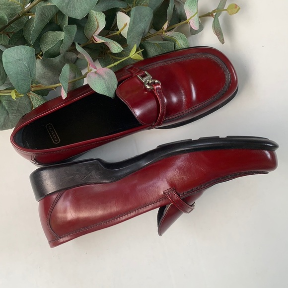 Coach Shoes - Coach Claudia red slip on loafers
